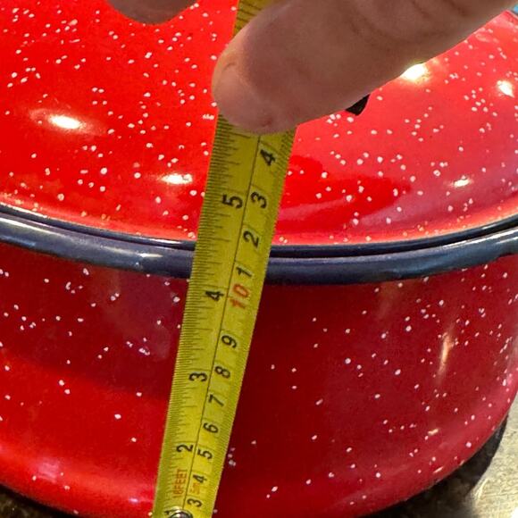 Vintage red, white and blue enamelware pot - Picture 10 of 12